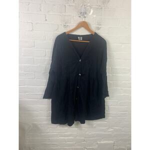 ASOS Women's Design Maternity Tea Dress Long Sleeves Horn Buttons Black Size 14